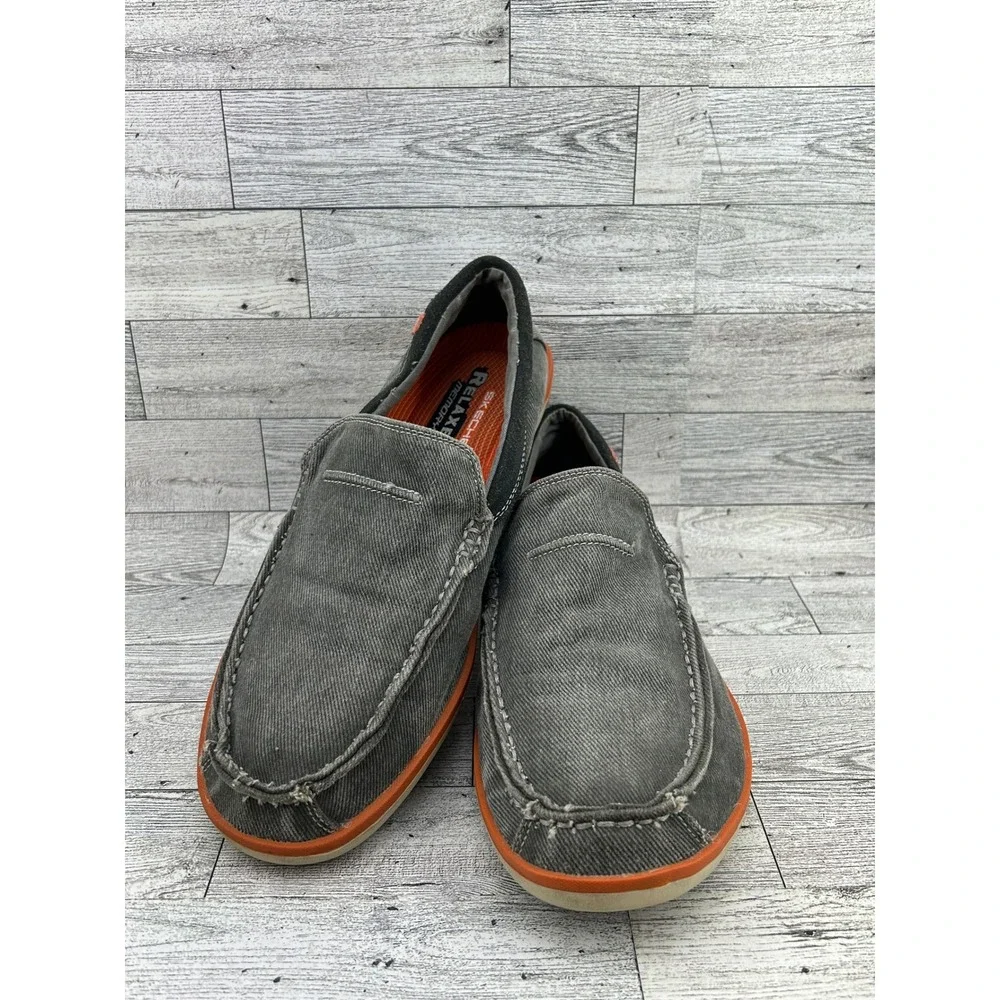 Skechers Relaxed Fit Men's Charcoal Canvas Loafer Shoes Slip On Size‎ 9